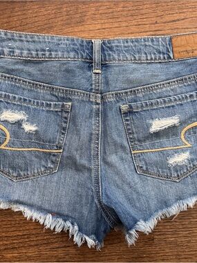 American Eagle Outfitters Distressed Light Blue Denim Jean Shorts